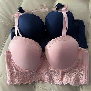 Hush Intimates Everyday 2-Pack Lace Longline Bra Average Coverage 998264 NWT